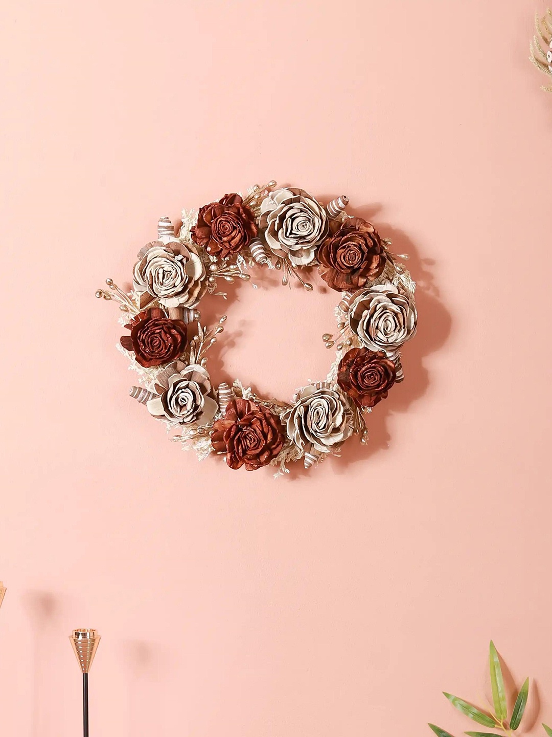 

Nestasia Brown & Beige Dried Rose Flower Wreath Wall Decor