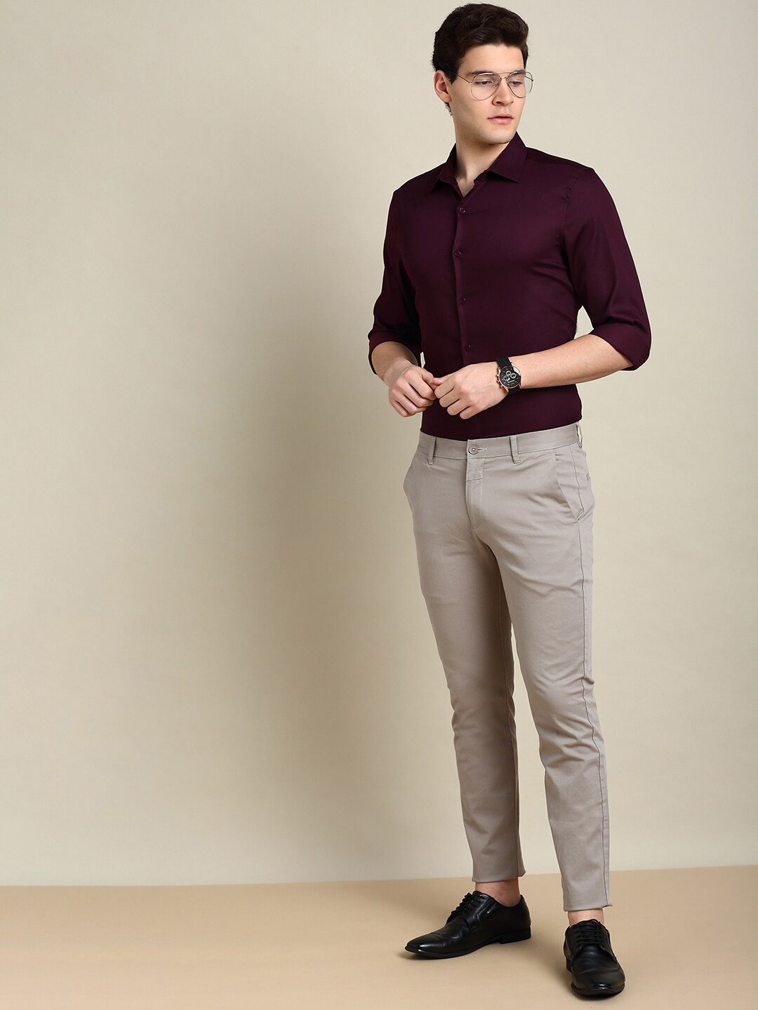 

INVICTUS Standard Slim Fit Cotton Casual Shirt, Violet