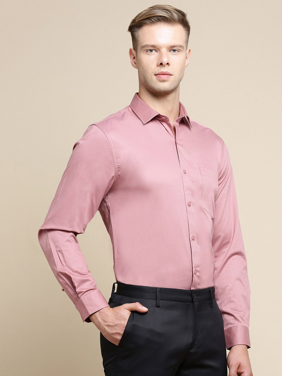 

INVICTUS Standard Slim Fit Cotton Formal Shirt, Mauve