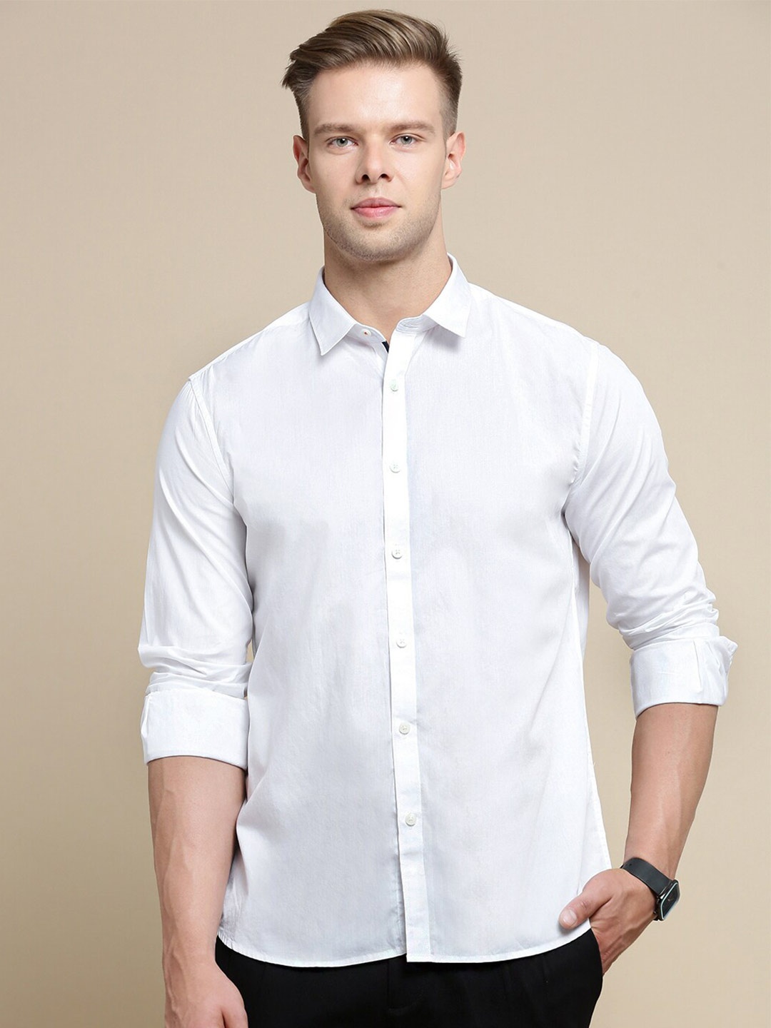 

INVICTUS Sport Slim Fit Spread Collar Cotton Casual Shirt, White