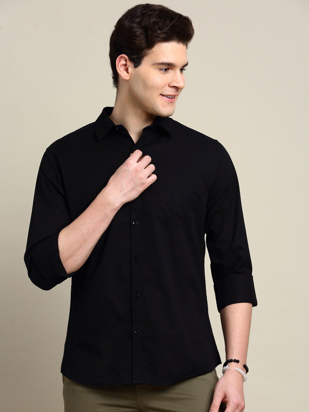 

INVICTUS Sport Slim Fit Spread Collar Long Sleeve Cotton Casual Shirt, Black