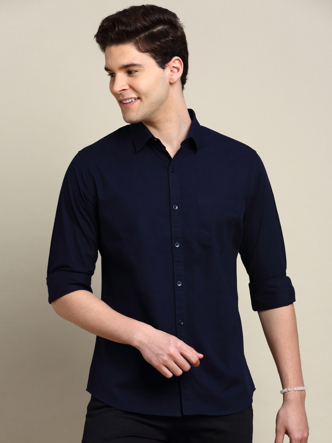 

INVICTUS Sport Slim Fit Twill Weave Cotton Casual Shirt, Navy blue