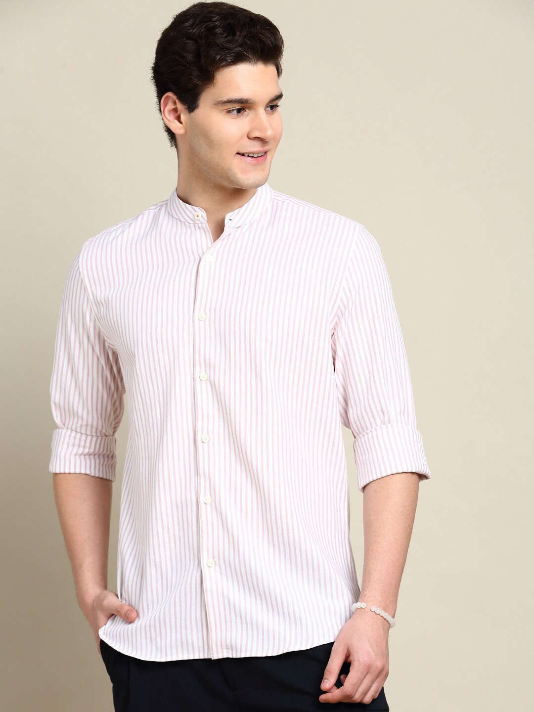 

INVICTUS Sport Slim Fit Striped Cotton Casual Shirt, White