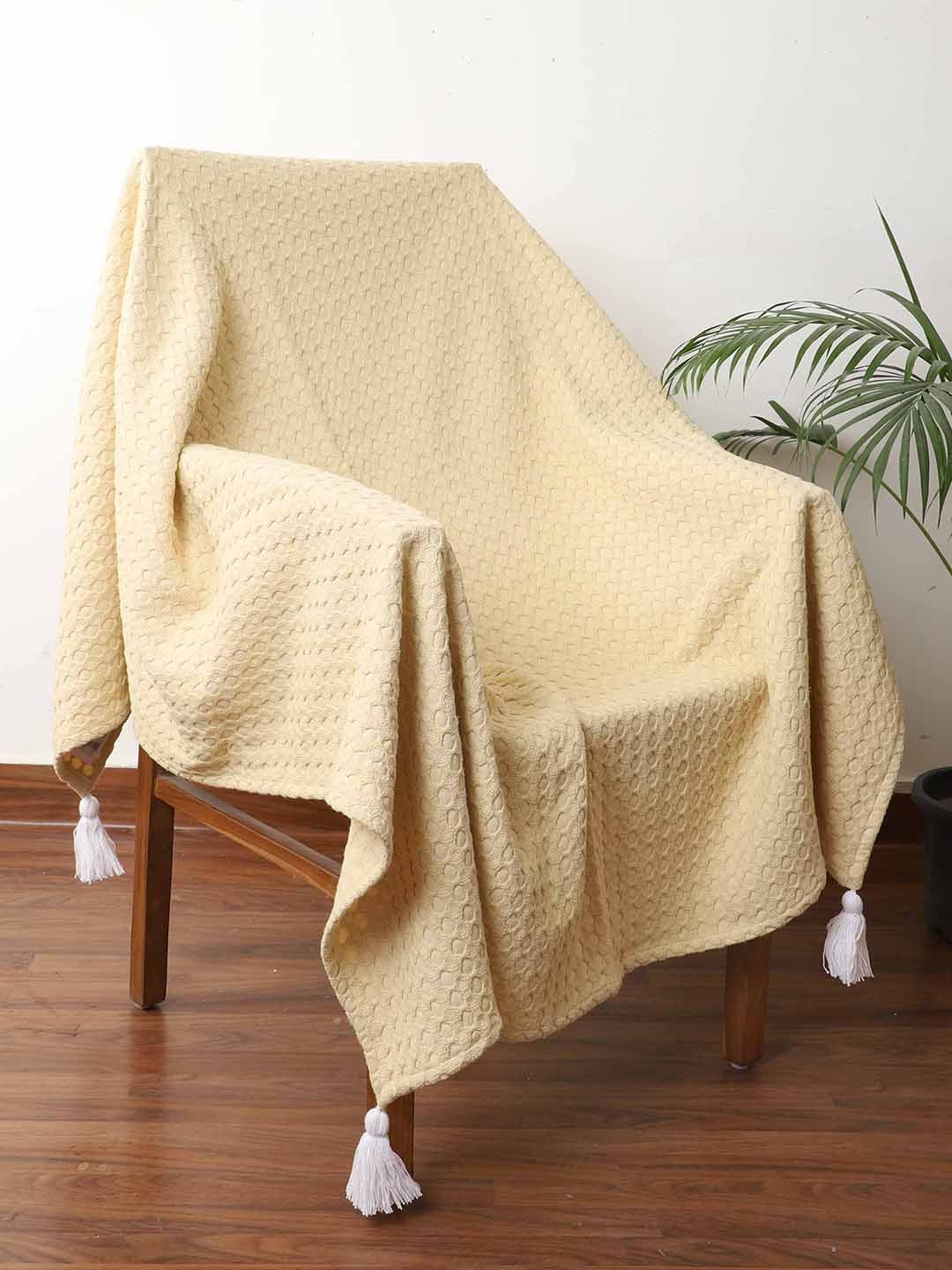 

Jamio Firati Beige Waffle Textured Pure Cotton Throws