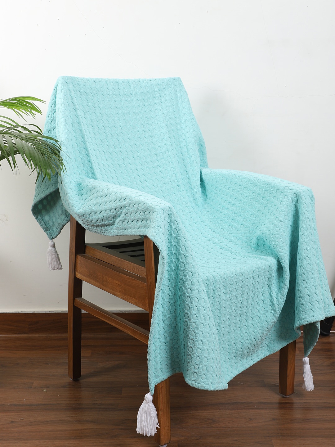 

Jamio Firati Blue Waffle Textured Pure Cotton Throws