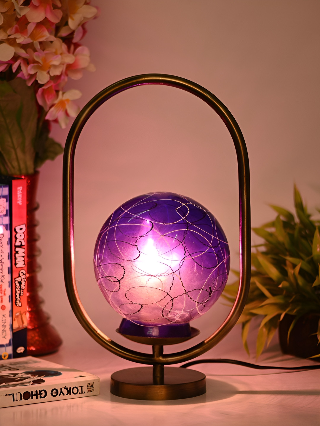 

Afast Purple Glass Table Lamp with Adjustable Cord