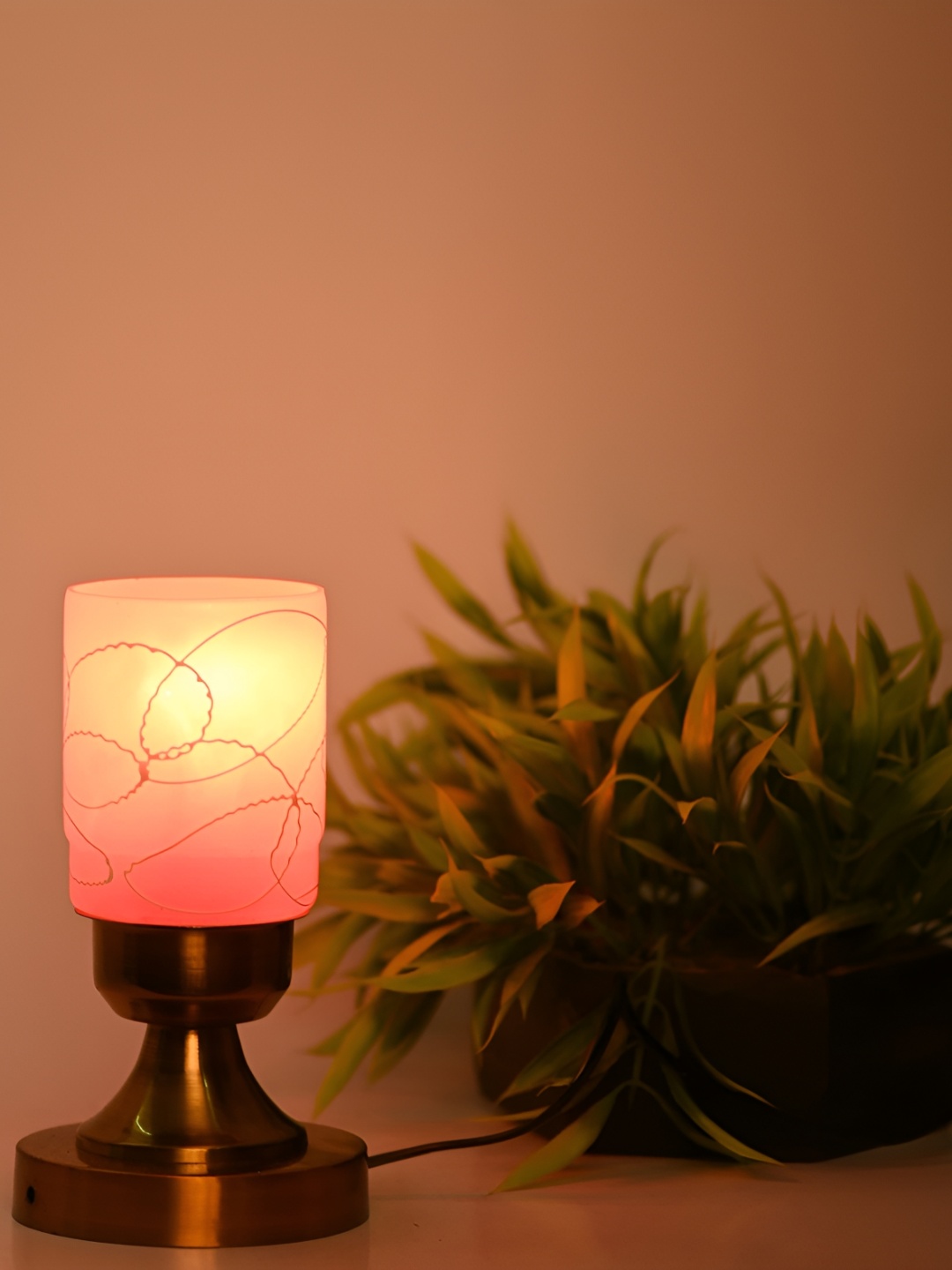 

Afast White & Pink Glass Table Lamp with Adjustable Cord