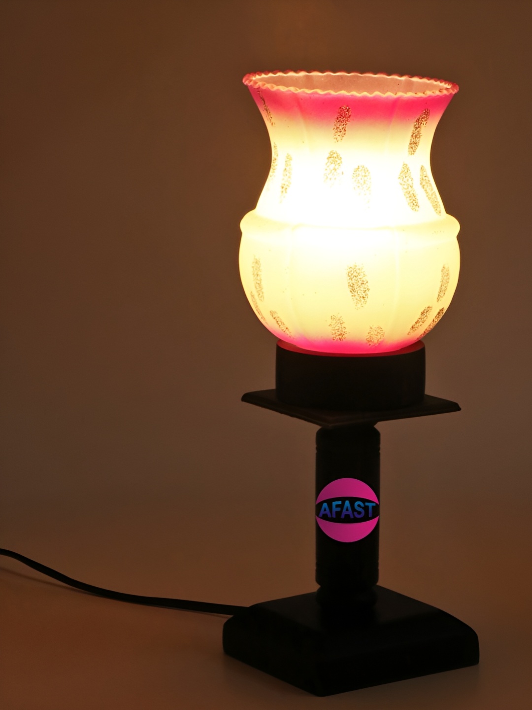 

Afast White & Pink Glass Table Lamp with Adjustable Cord