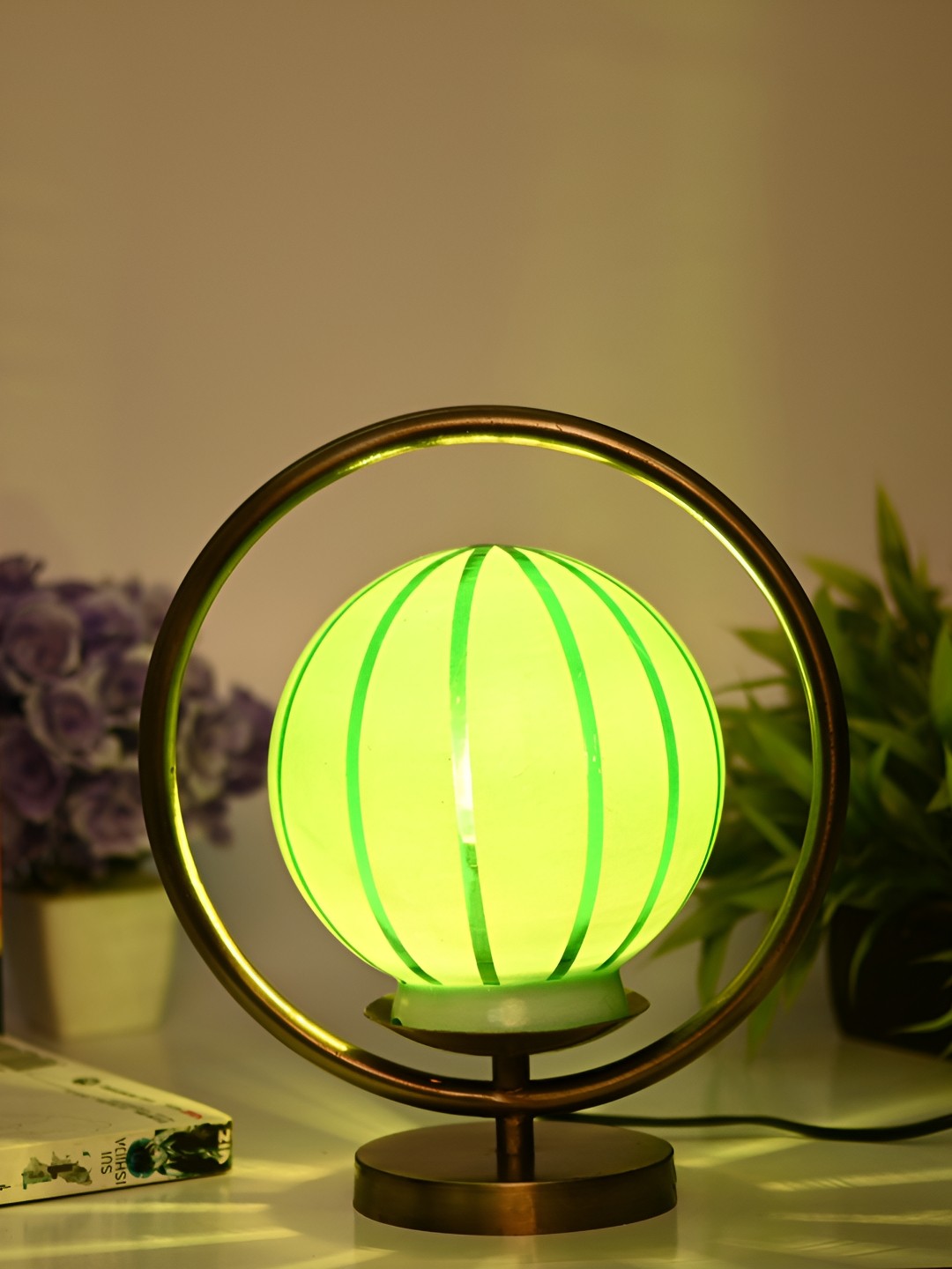 

Afast Purple Glass Table Lamp with Adjustable Cord, Green