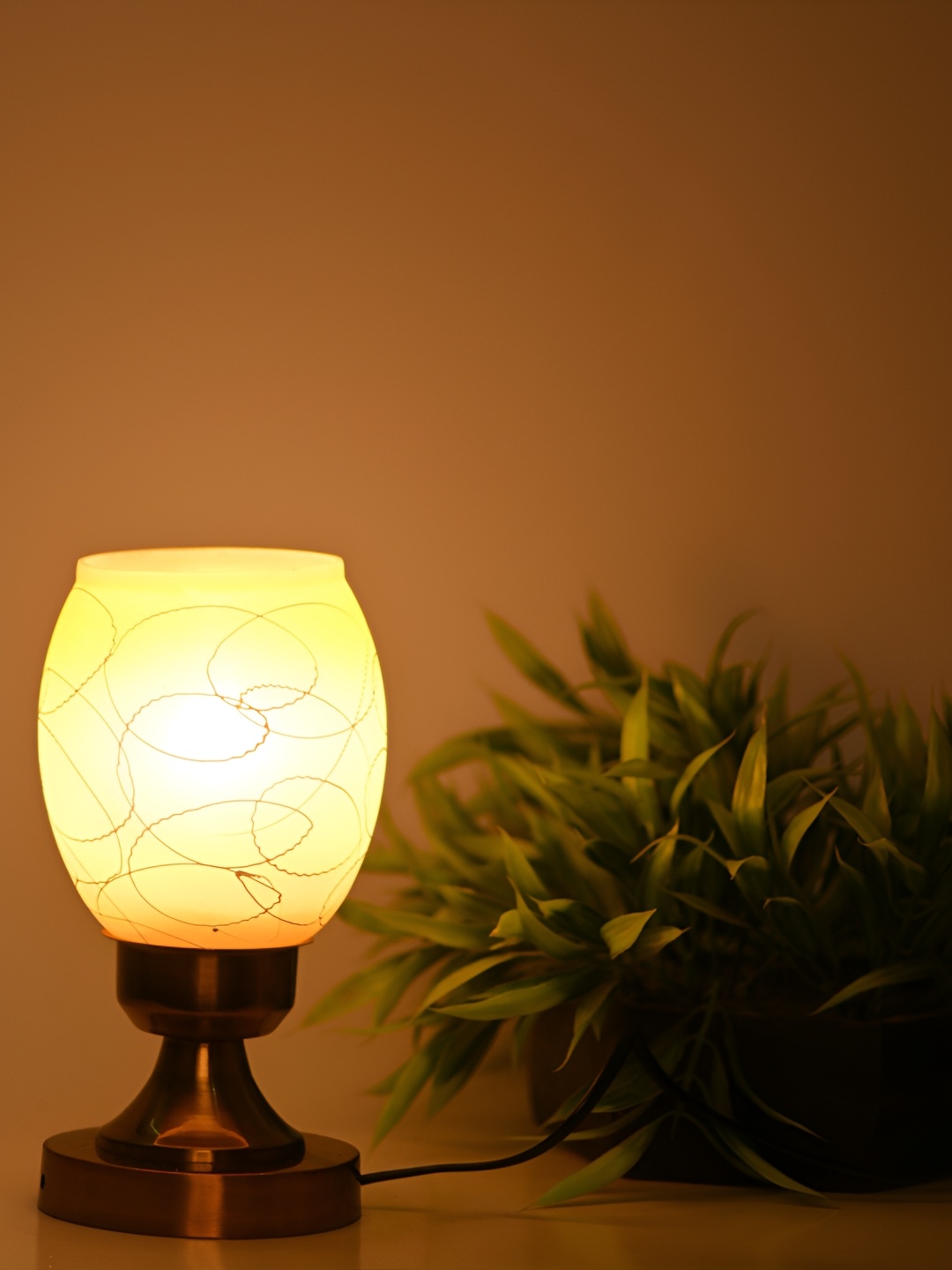 Afast Orange & White Glass Table Lamp with Adjustable Cord