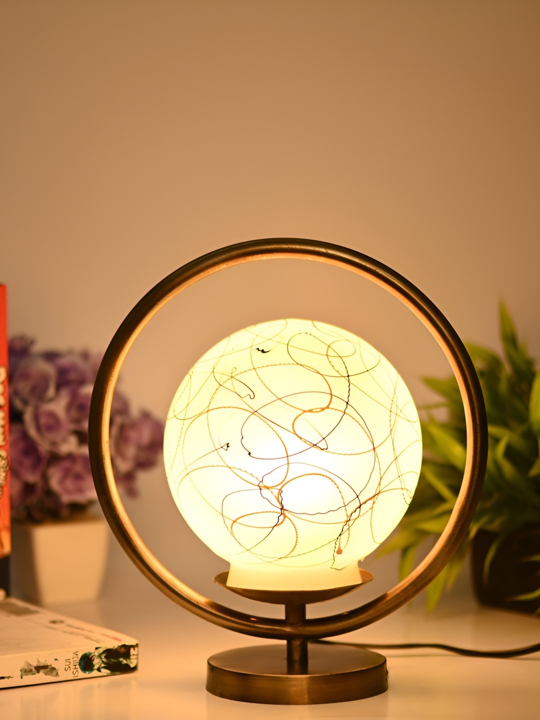 

Afast White Glass Table Lamp with Adjustable Cord