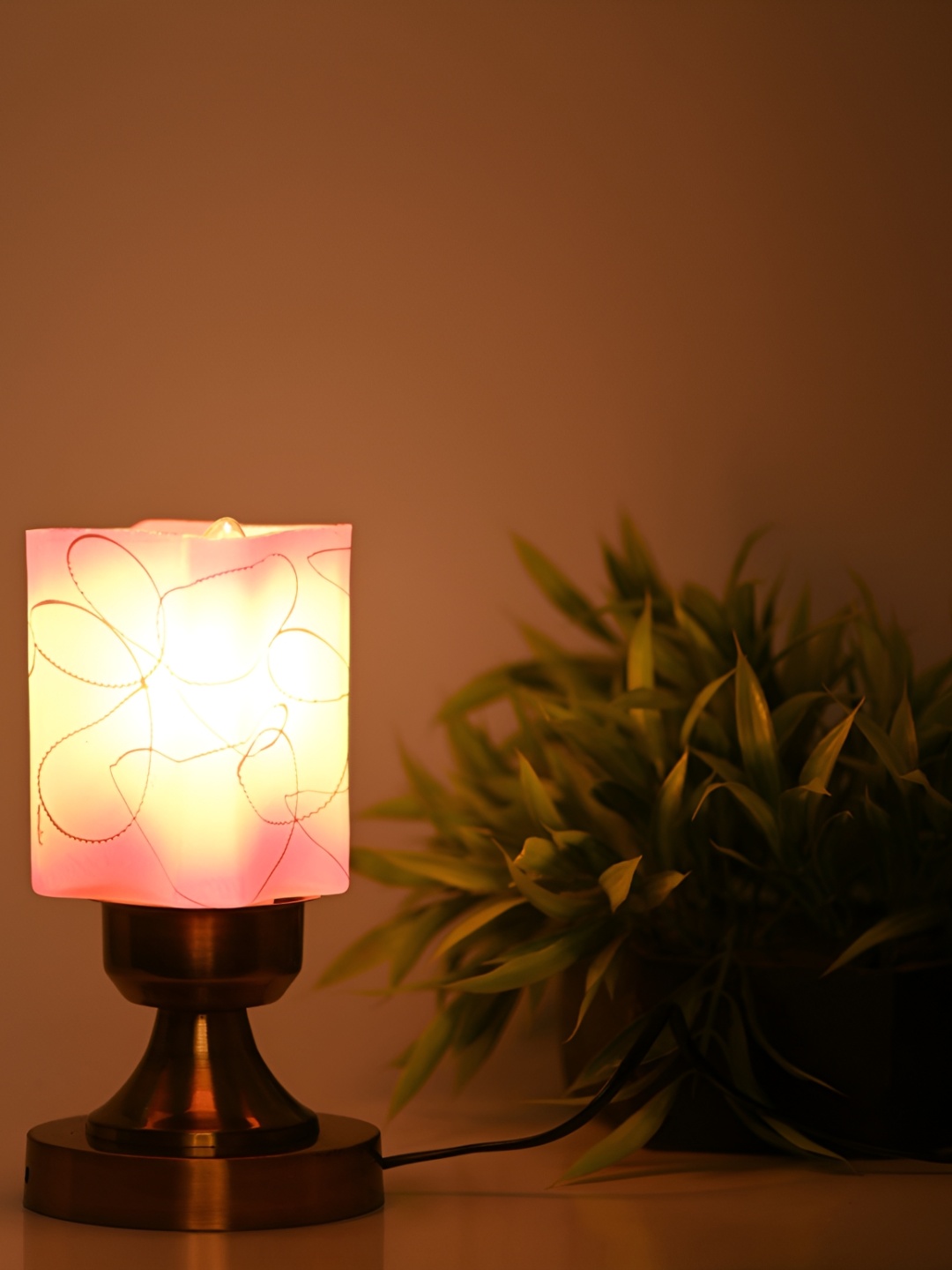 

Afast White & Pink Glass Table Lamp with Adjustable Cord