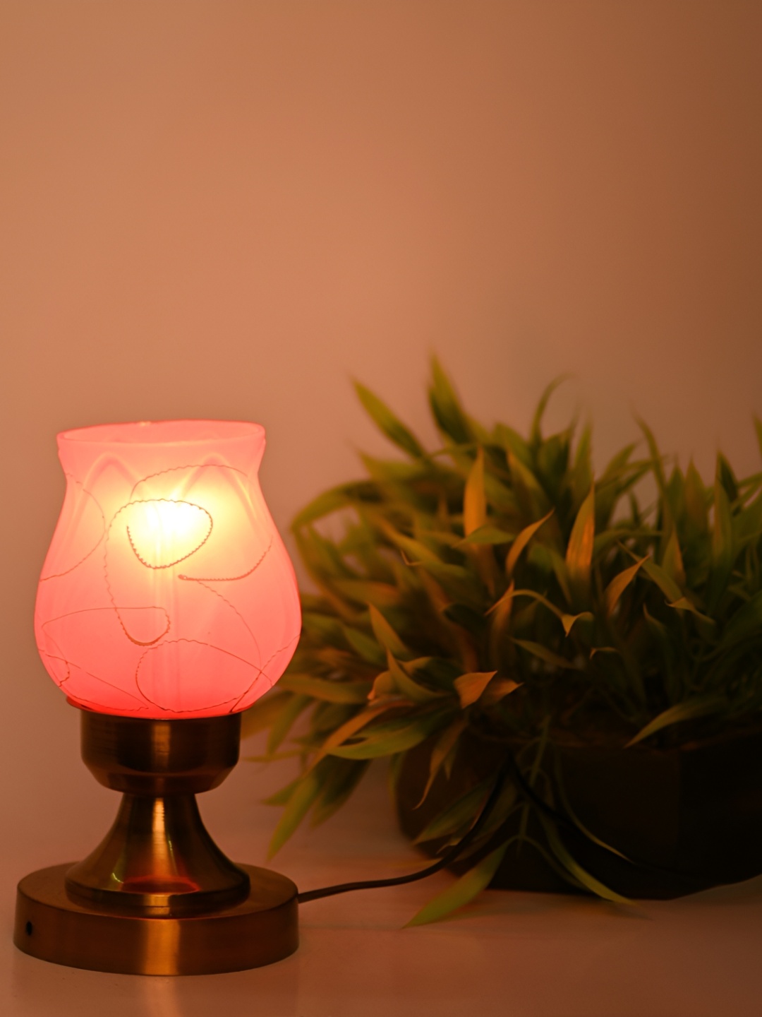

Afast Pink Glass Table Lamp with Adjustable Cord