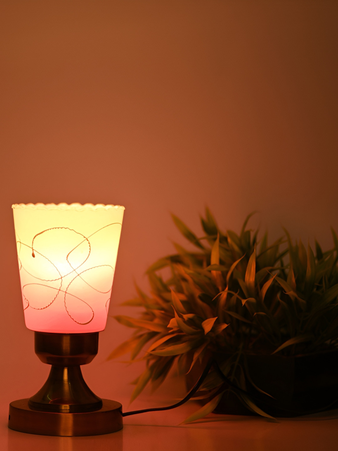 

Afast White & Pink Glass Table Lamp with Adjustable Cord