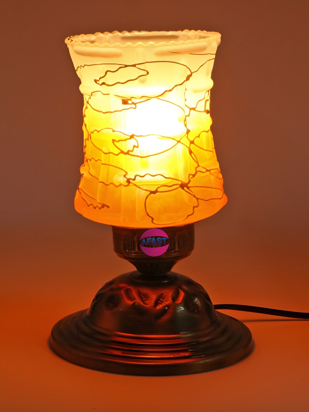 

Afast White & Orange Glass Table Lamp with Adjustable Cord