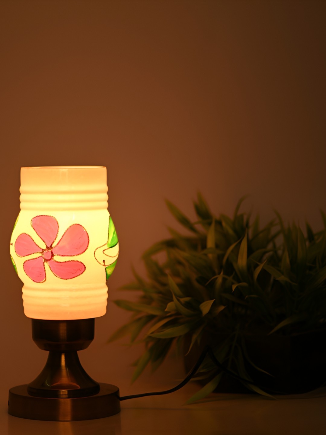 

Afast White & Pink Glass Table Lamp with Adjustable Cord