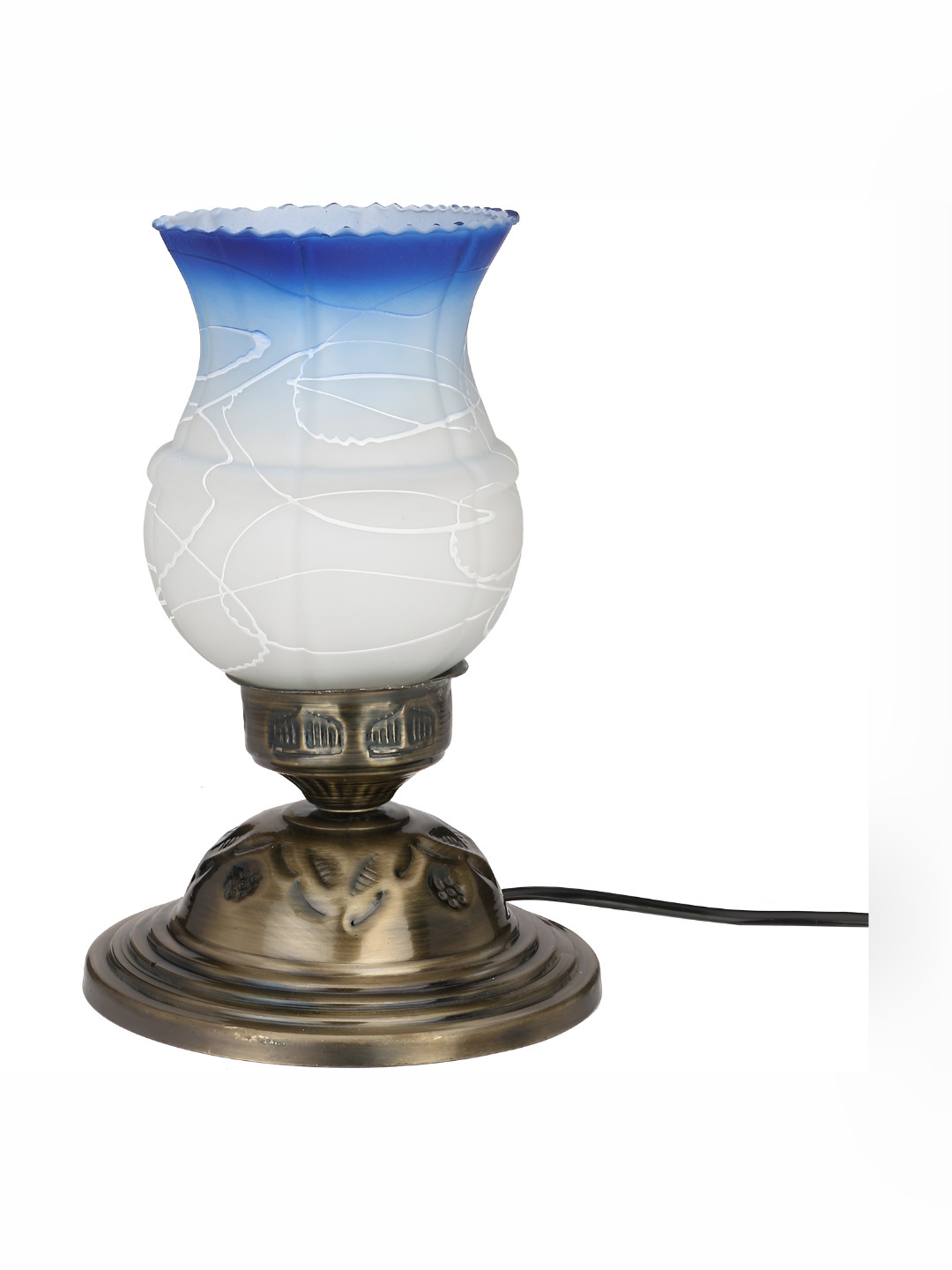 

Afast White & Blue Glass Table Lamp with Adjustable Cord