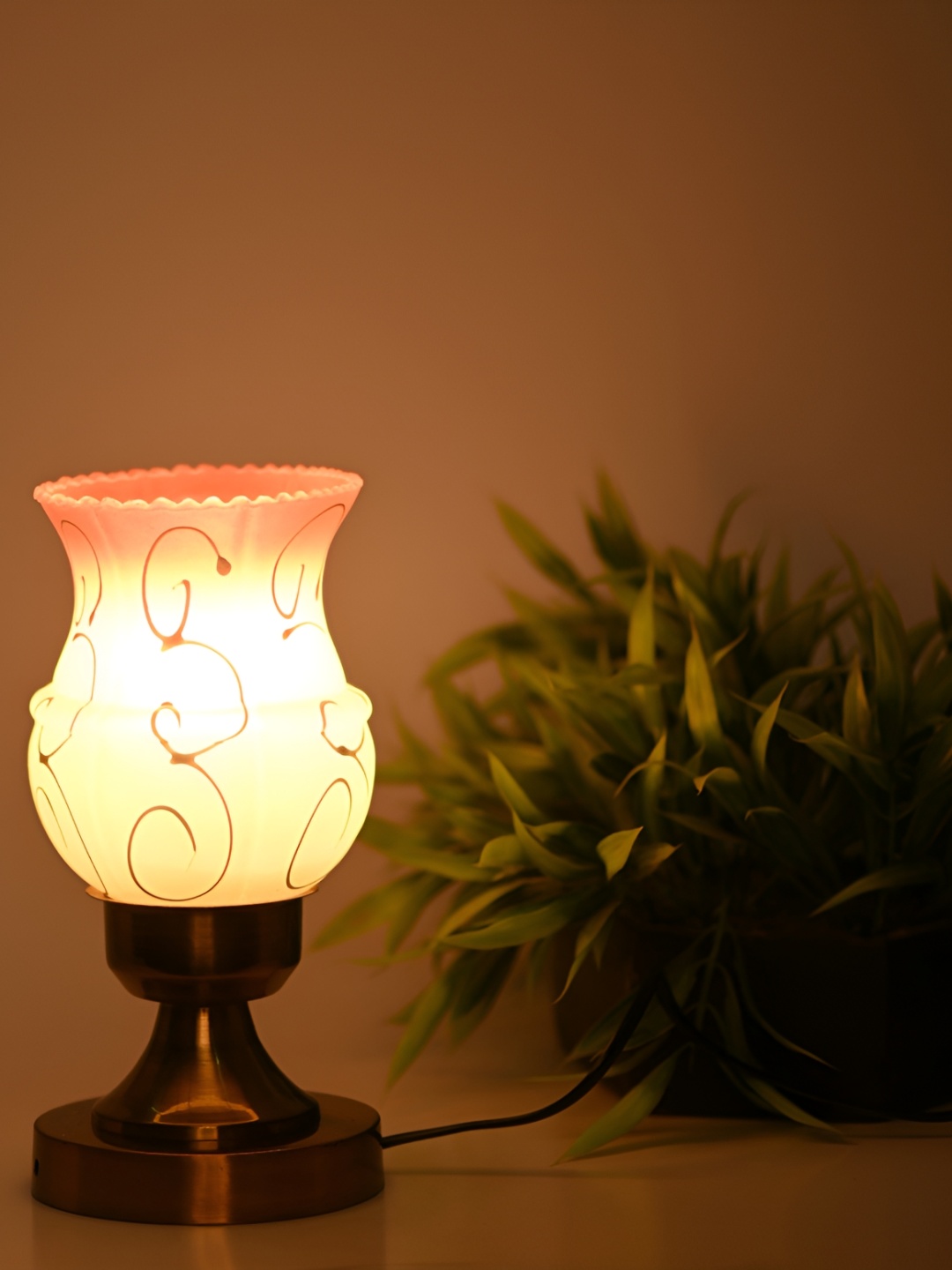 

Afast White & Pink Glass Table Lamp with Adjustable Cord