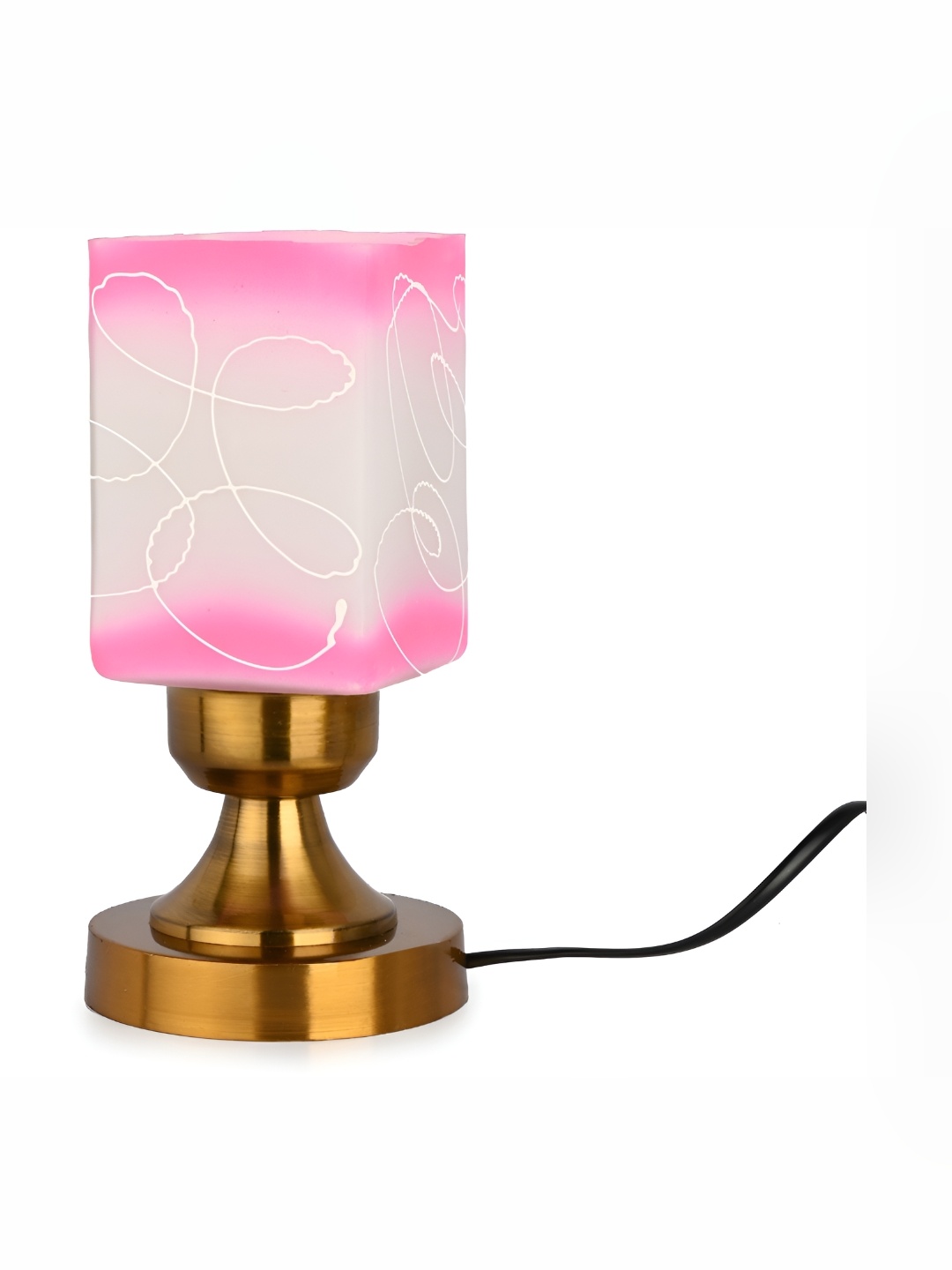 

Afast Grey & White Printed Metal Rectangle Shaped With Adjustable Cord Table Lamp, Pink