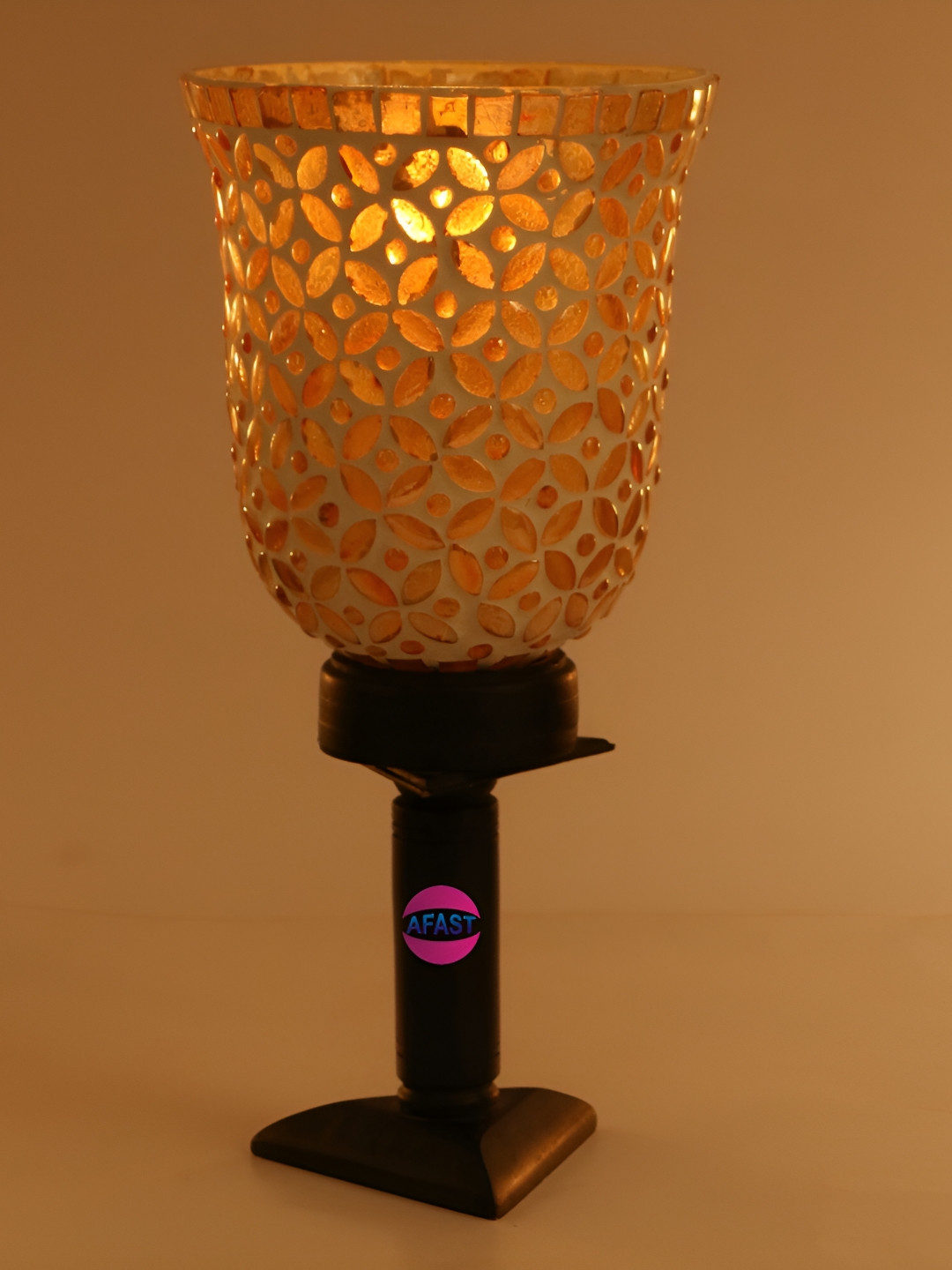 

Afast Black & Gold Toned Printed Bell Shaped Glass Table Lamp with Adjustable Cord