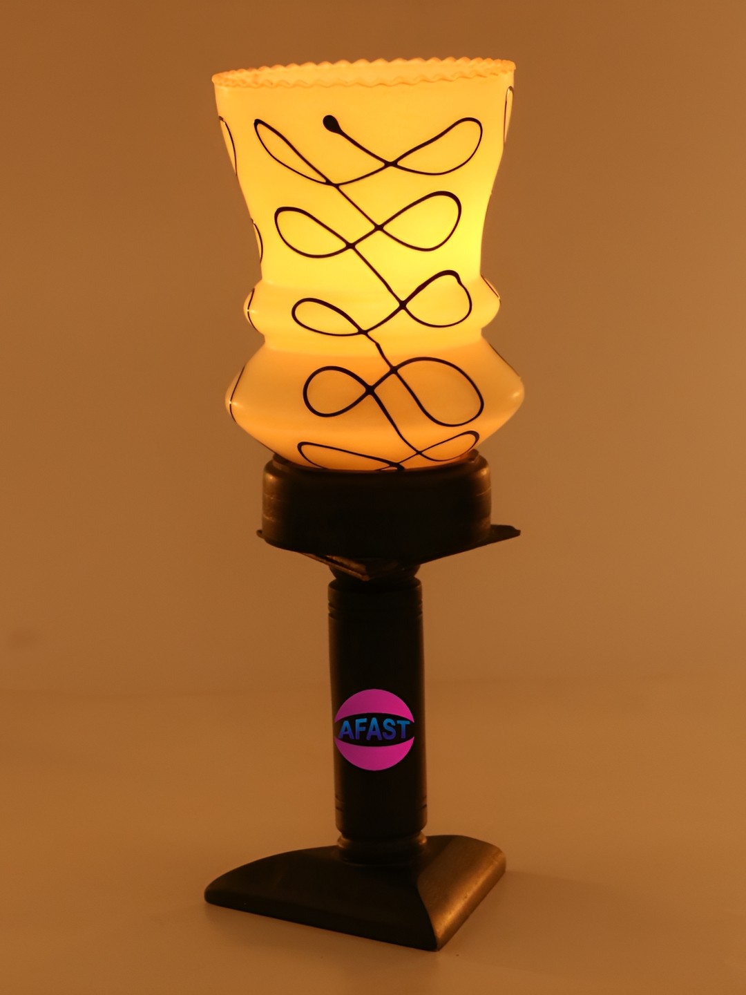 

Afast Grey & Black Printed Wooden Abstract Shaped With Adjustable Cord Table Lamp