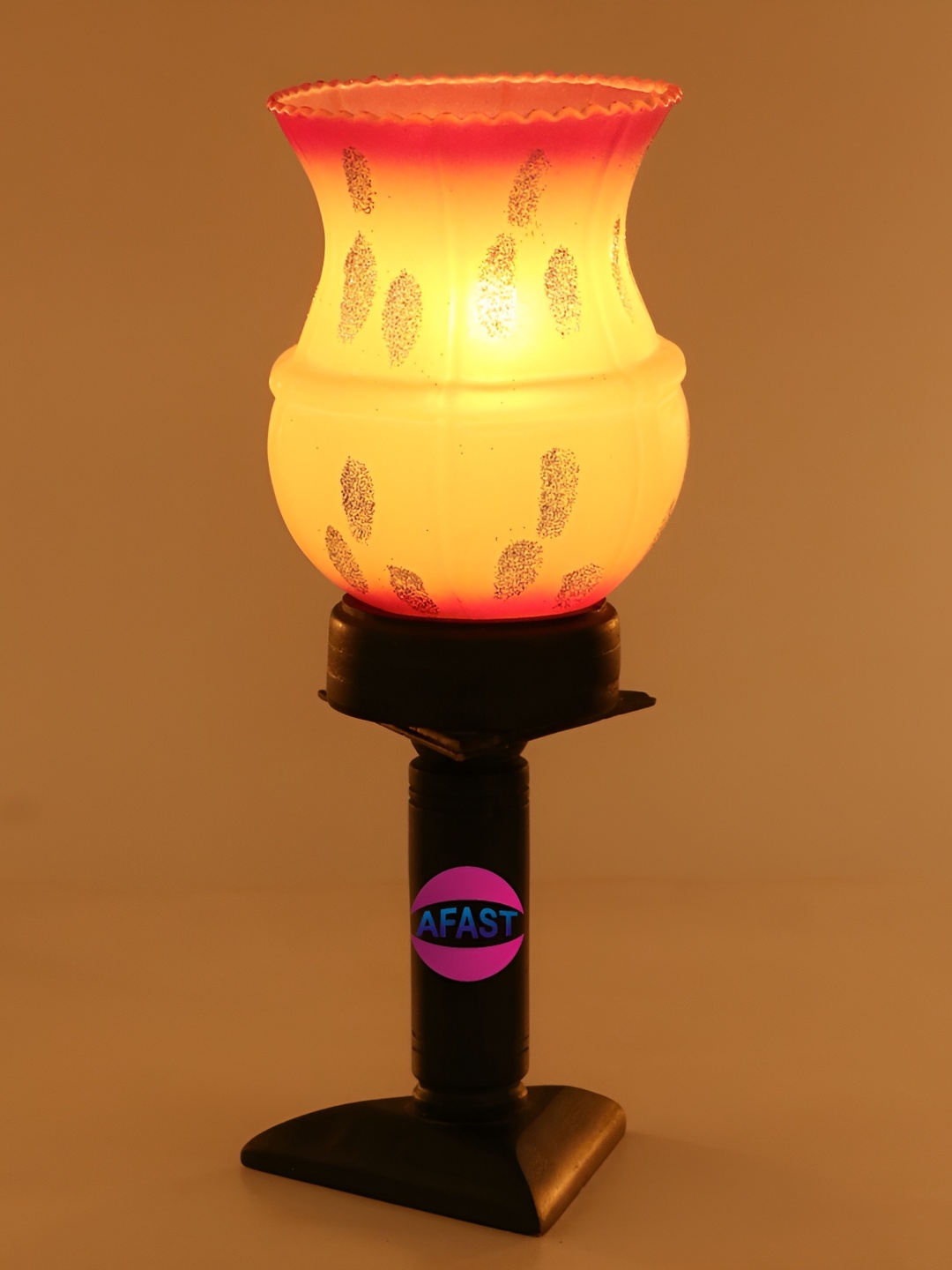 

Afast Pink & White PrintedWooden Abstract Shaped With Adjustable Cord Table Lamp