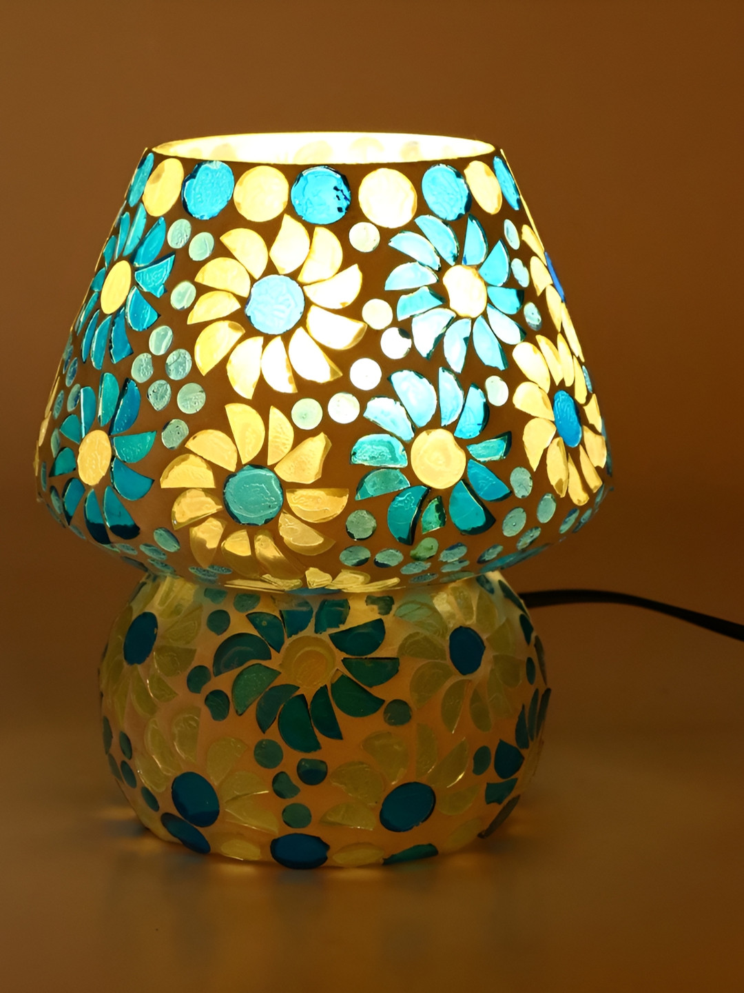 

Afast Blue & White Textured Glass Abstract Shaped With Adjustable Cord Table Lamp
