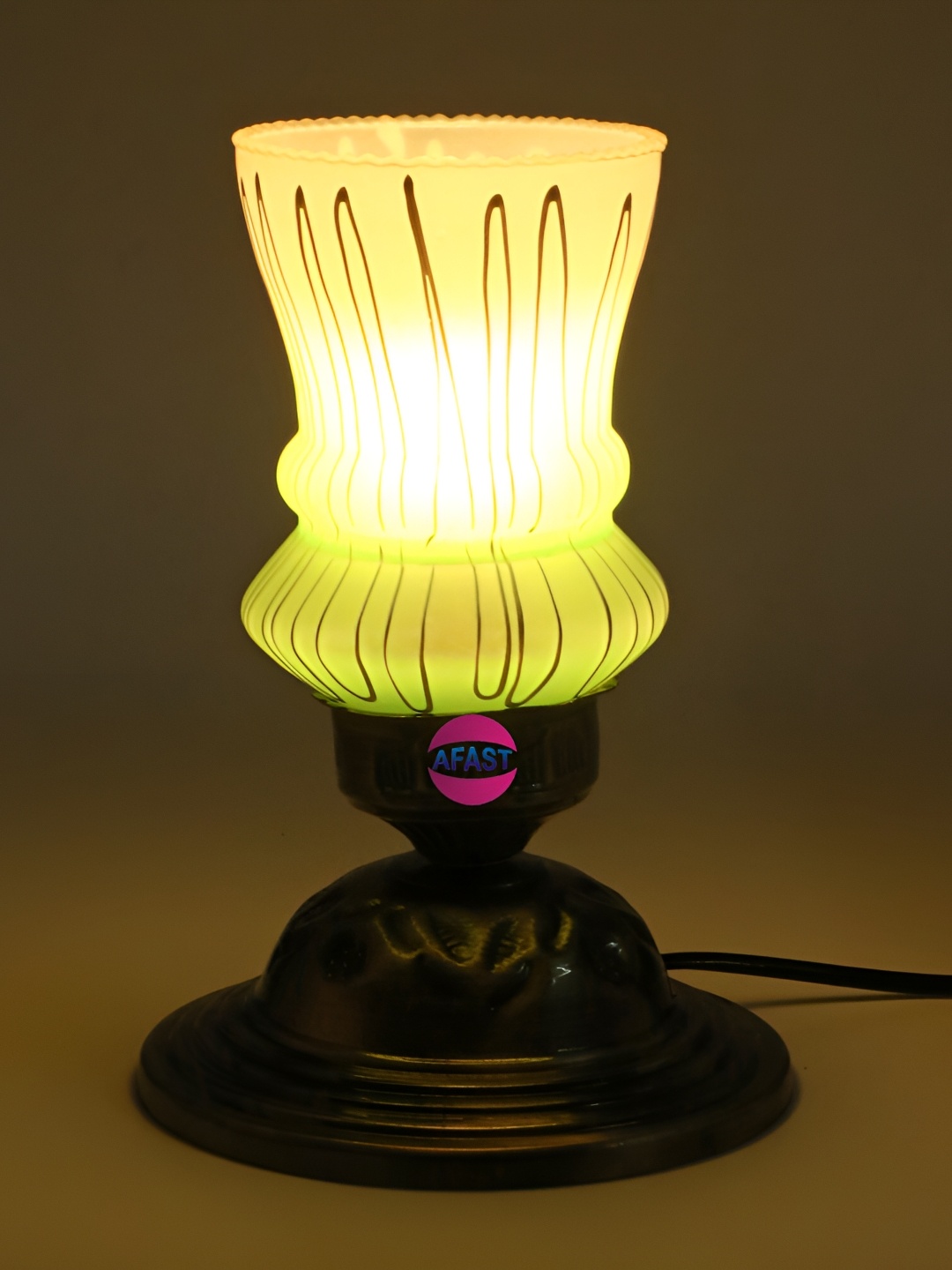 

Afast White & Green Textured Contemporary Glass Table Lamp with Adjustable Cord