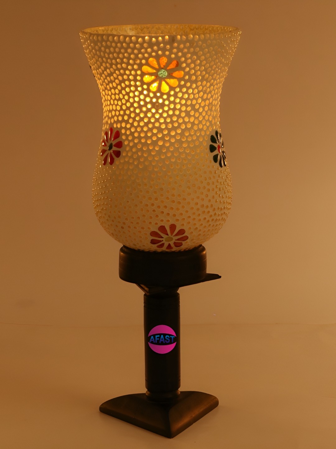 

Afast White & Black Floral Textured Contemporary Glass Table Lamp with Adjustable Cord