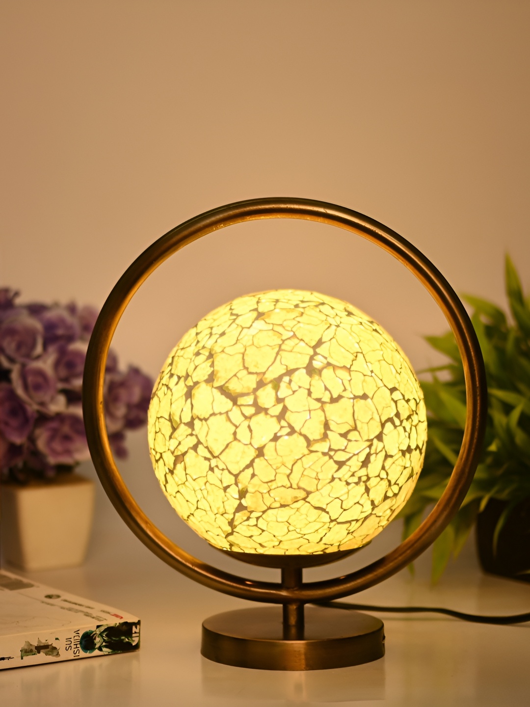 

Afast Grey & White Textured Contemporary Glass Table Lamp with Adjustable Cord