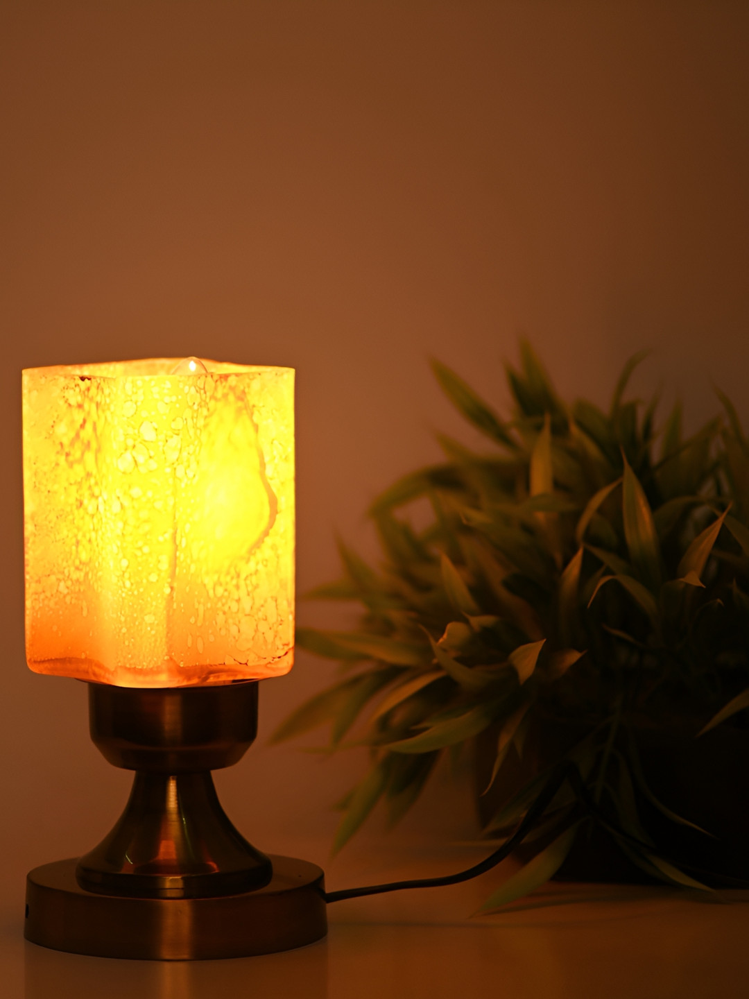 

Afast Orange & Gold Toned Contemporary Glass Table Lamp with Adjustable Cord