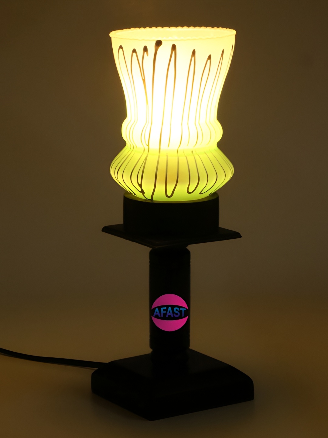 

Afast White & Black Textured Contemporary Glass Table Lamp with Adjustable Cord