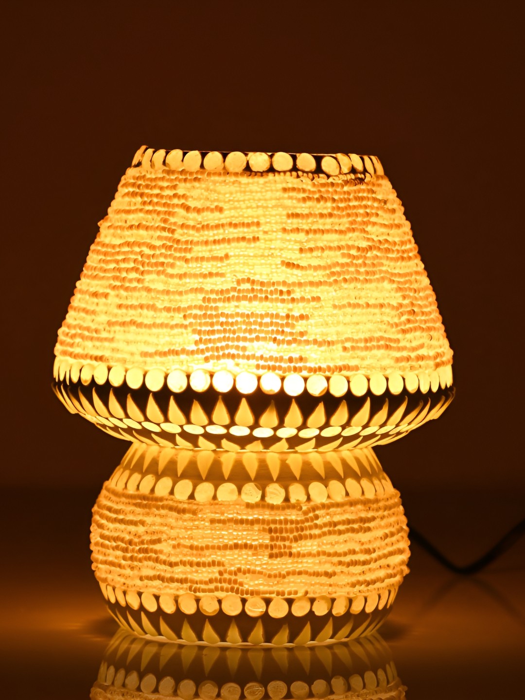 

Afast White & Black Printed Contemporary Glass Table Lamp with Adjustable Cord