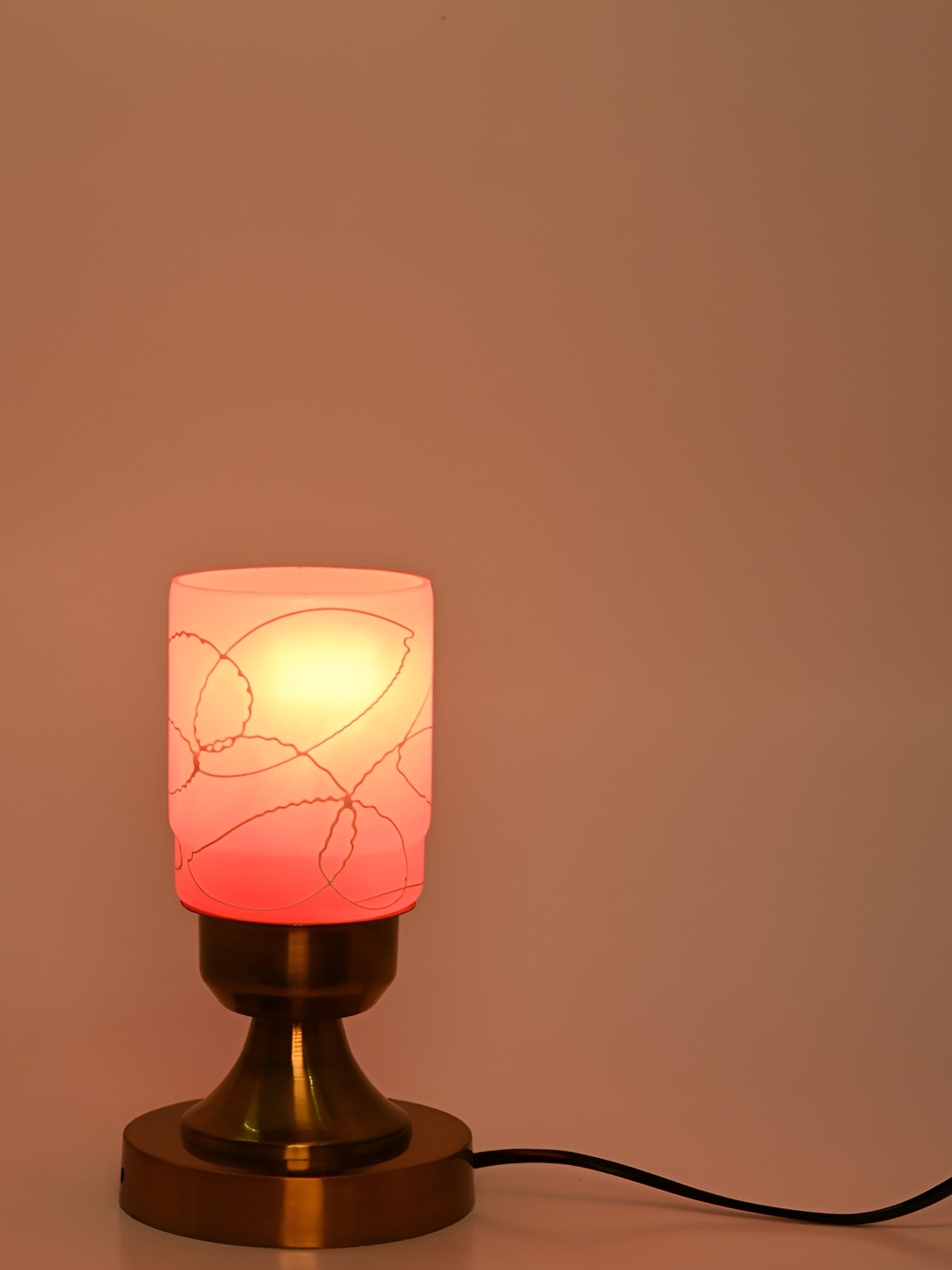 Afast Pink & White Textured Contemporary Glass Table Lamp with Adjustable Cord