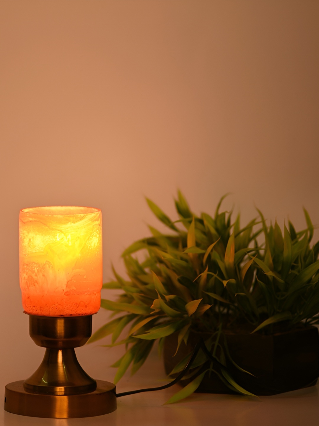 

Afast Orange & Gold Toned Textured Contemporary Glass Table Lamp with Adjustable Cord