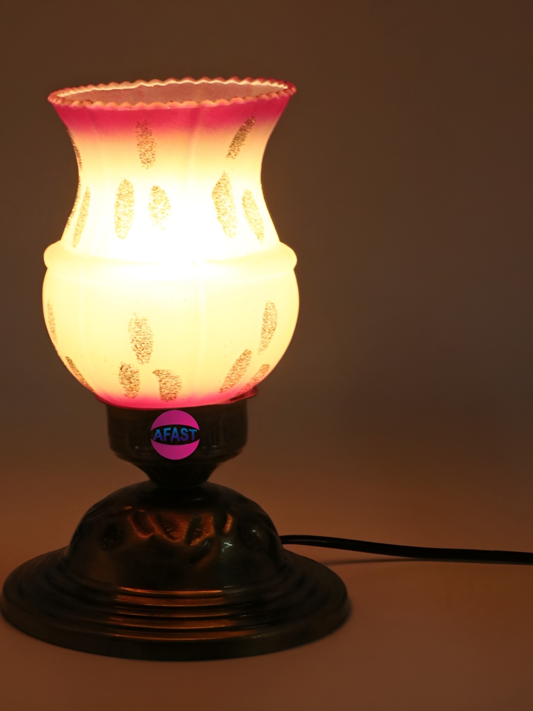 

Afast Pink & White Textured Contemporary Glass Table Lamp with Adjustable Cord