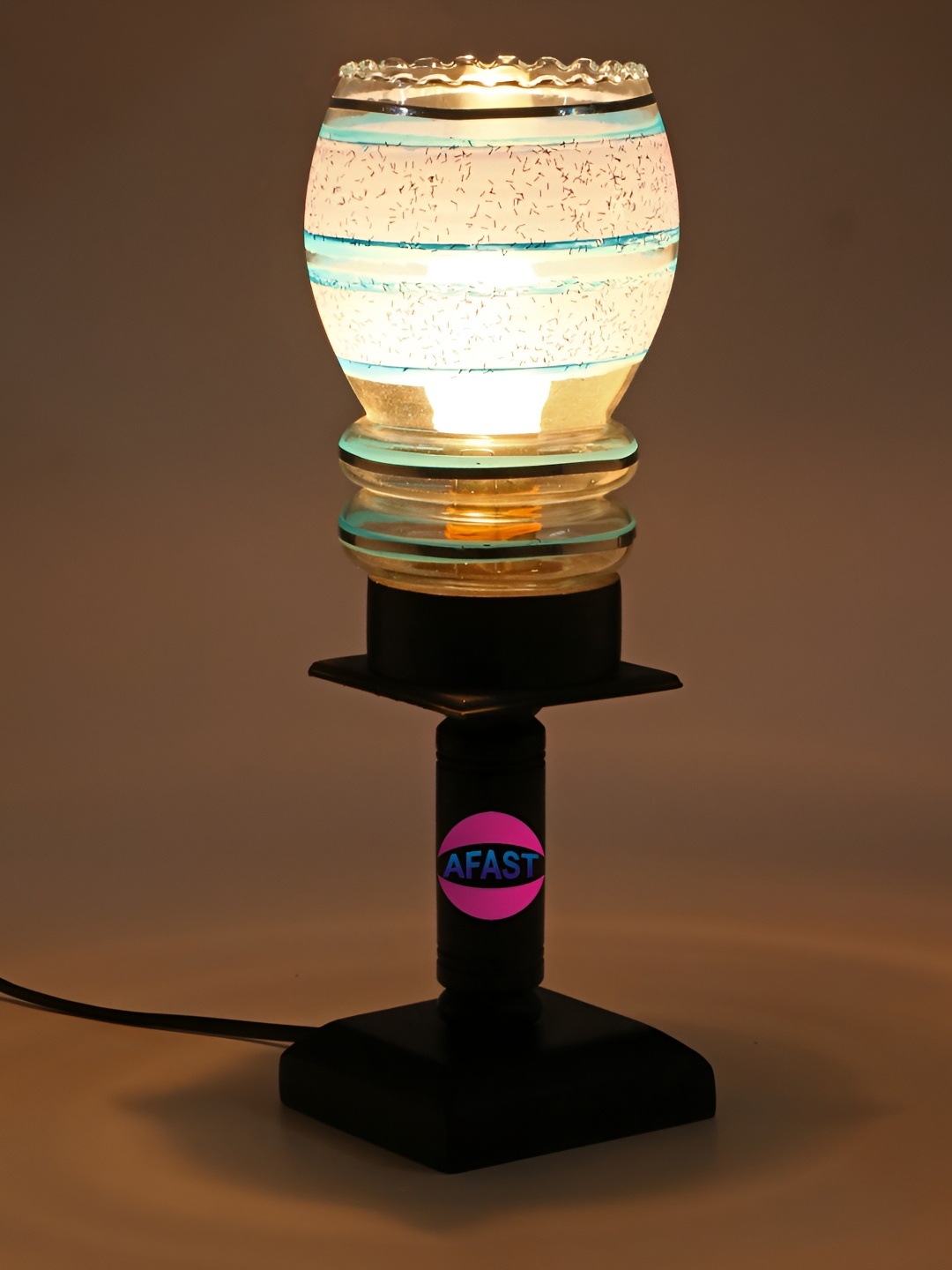 

Afast White & Black Textured Contemporary Glass Table Lamp with Adjustable Cord