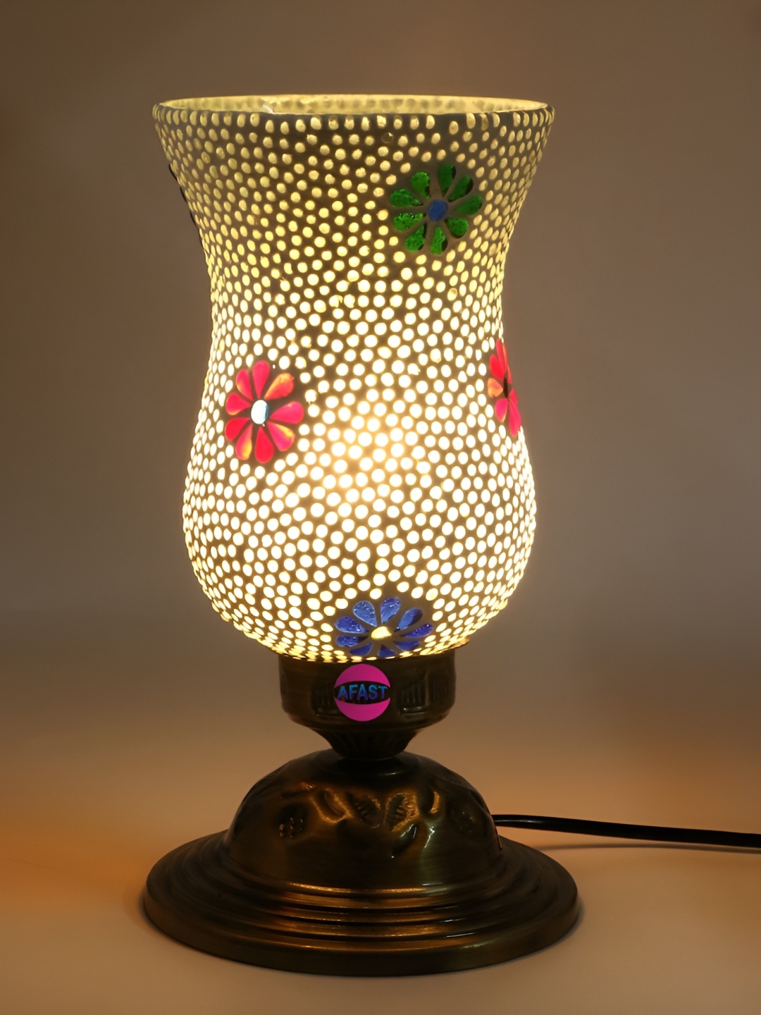 

Afast Yellow & Blue Textured Contemporary Glass Table Lamp with Adjustable Cord