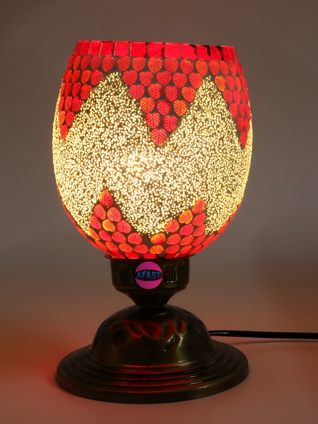 

Afast Yellow & Red Textured Contemporary Glass Table Lamp with Adjustable Cord