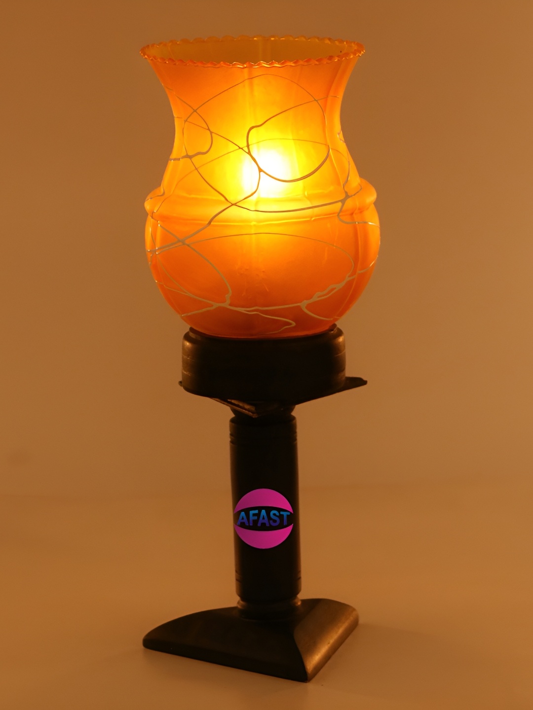 Afast White & Orange Textured Contemporary Glass Table Lamp with Adjustable Cord