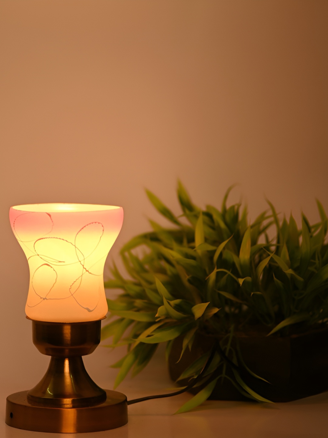 

Afast Pink & Gold Toned Textured Contemporary Glass Table Lamp with Adjustable Cord