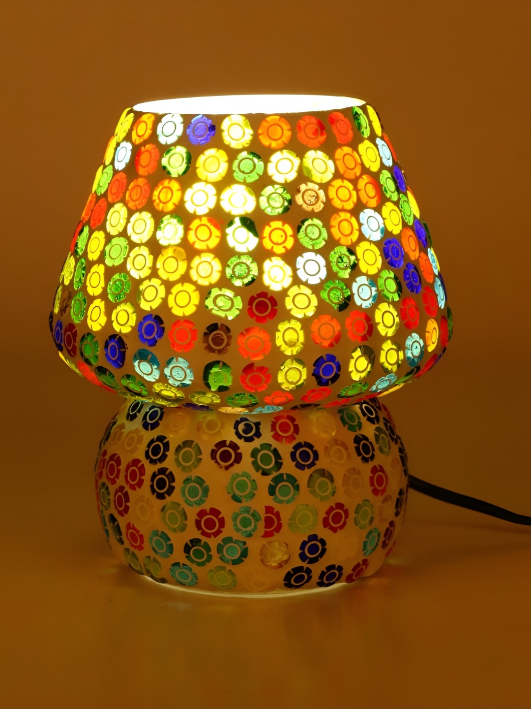 

Afast Yellow & Blue Printed Contemporary Glass Table Lamp with Adjustable Cord, White