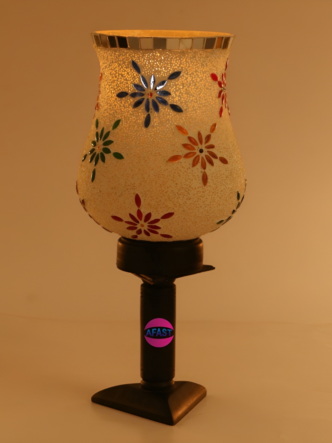 

Afast White & Yellow Floral Textured Contemporary Glass Table Lamp with Adjustable Cord