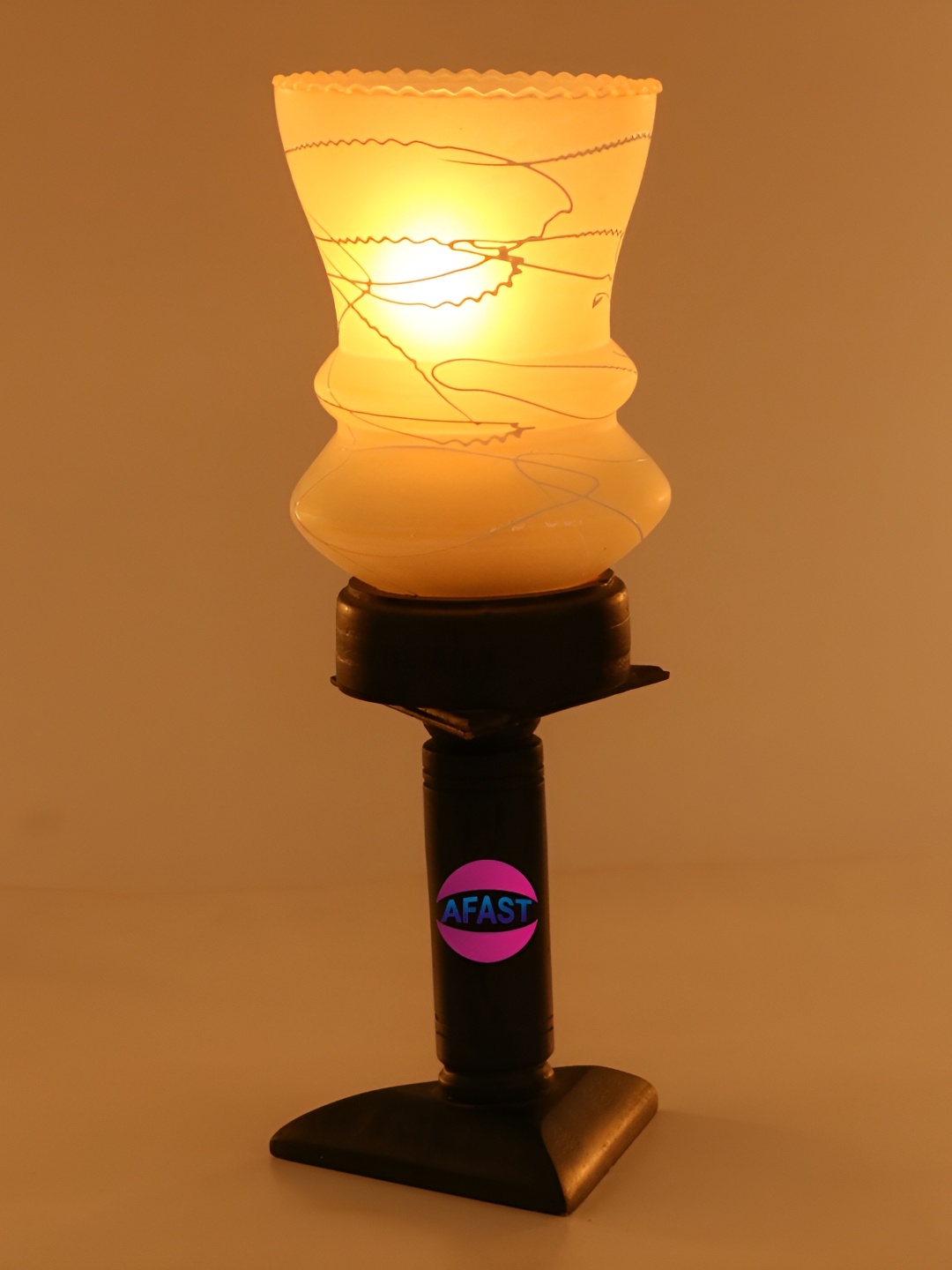 

Afast White & Black Textured Contemporary Glass Table Lamp with Adjustable Cord