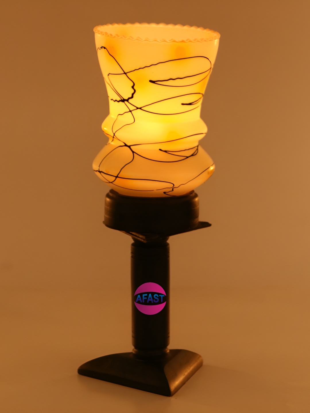 

Afast White & Black Textured Contemporary Glass Table Lamp with Adjustable Cord