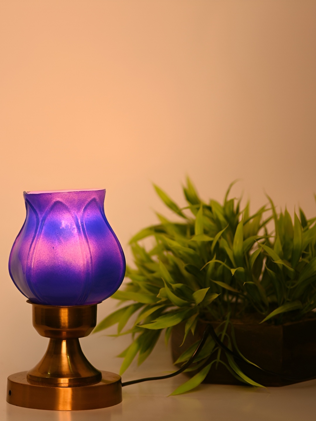 

Afast Blue & Gold Toned Textured Contemporary Glass Table Lamp with Adjustable Cord
