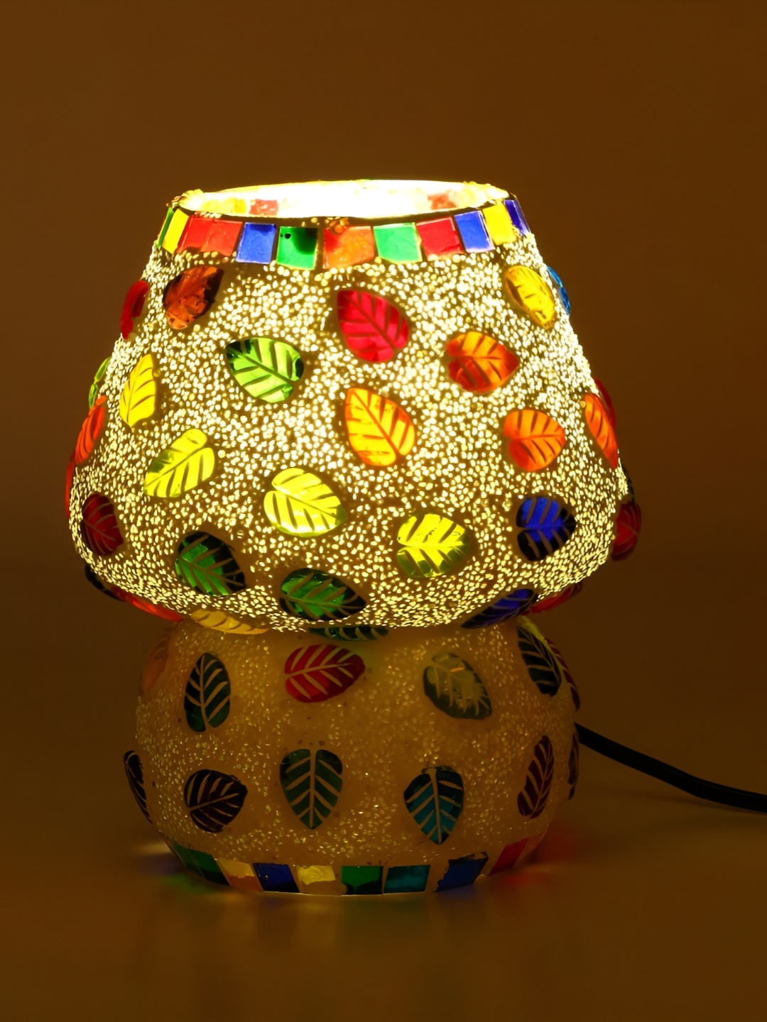 

Afast Yellow & Blue Printed Contemporary Glass Table Lamp with Adjustable Cord