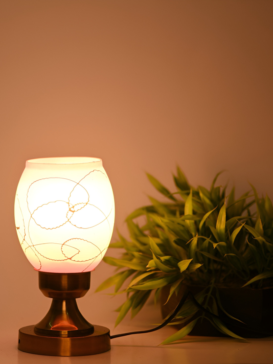 

Afast White & Pink Textured Contemporary Glass Table Lamp with Adjustable Cord