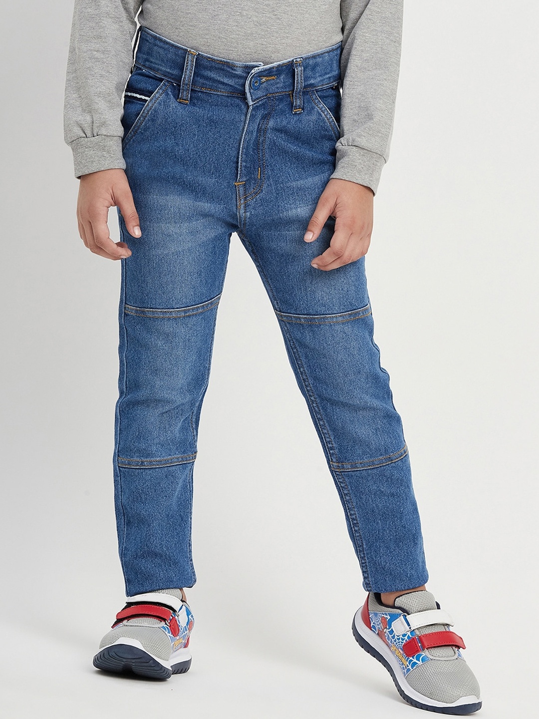 

Purple United Kids Boys Mid Rise Clean Look Light Fade Cotton Jeans, Blue