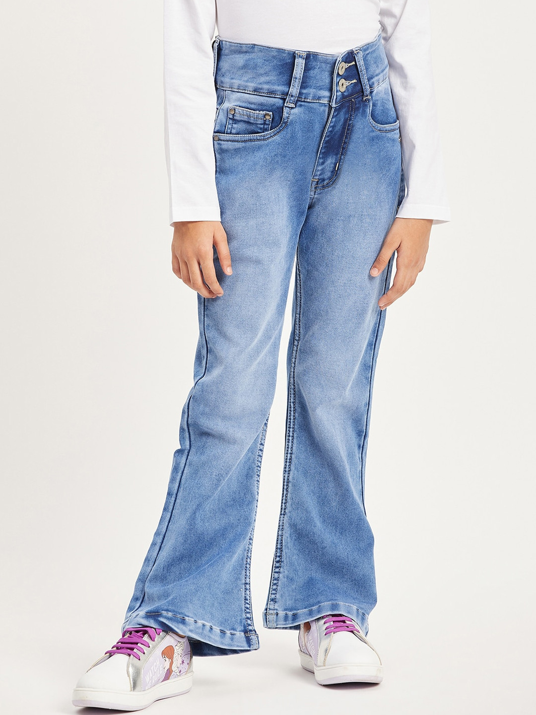 

Purple United Kids Girls Bootcut Heavy Fade Cotton Jeans, Blue